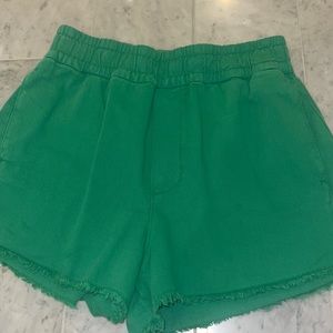 ZARA GREEN DENIM SHORTS